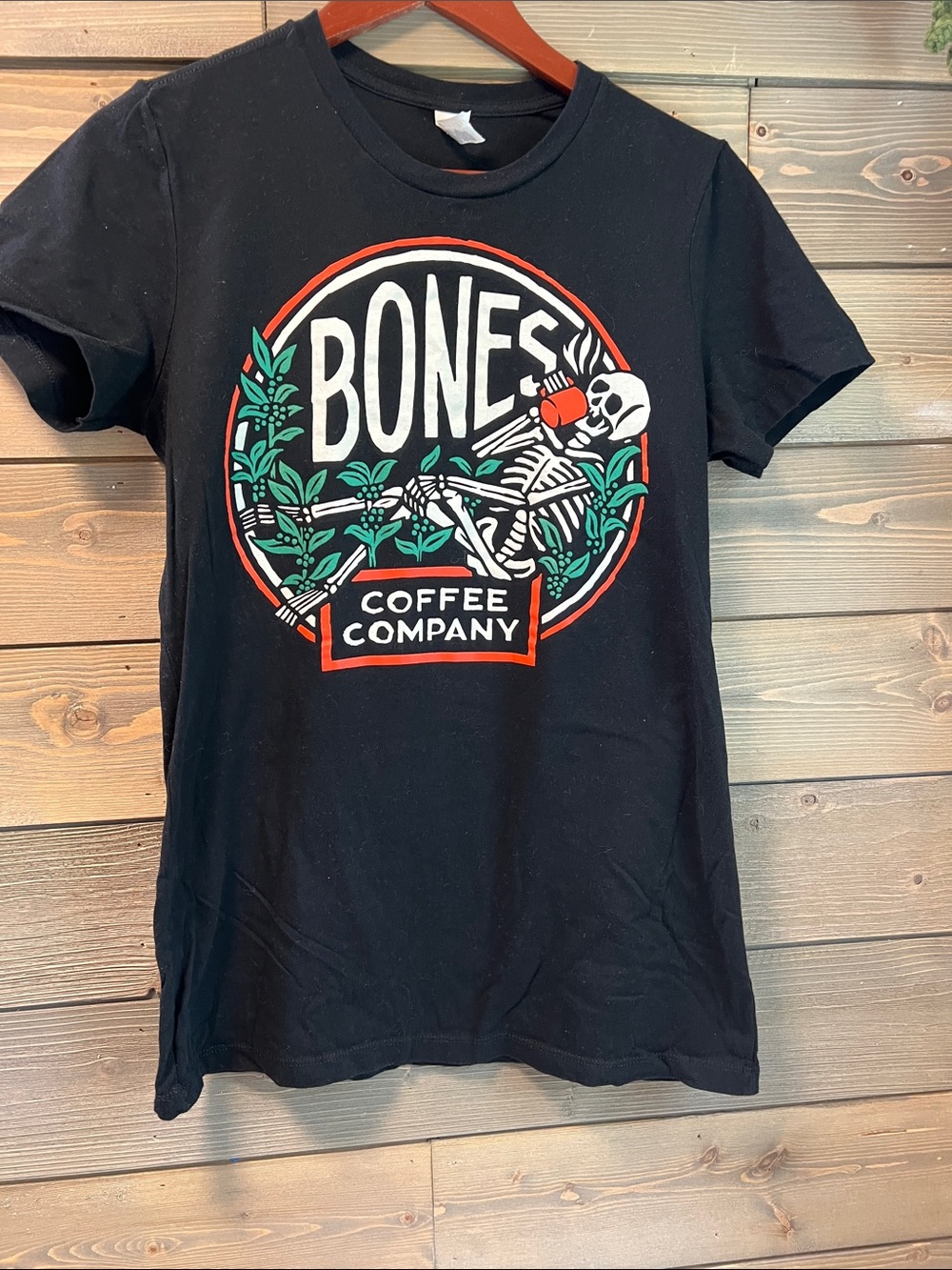 Bones Coffee Company Black Graphic Tee - Skeleton Coffee Logo